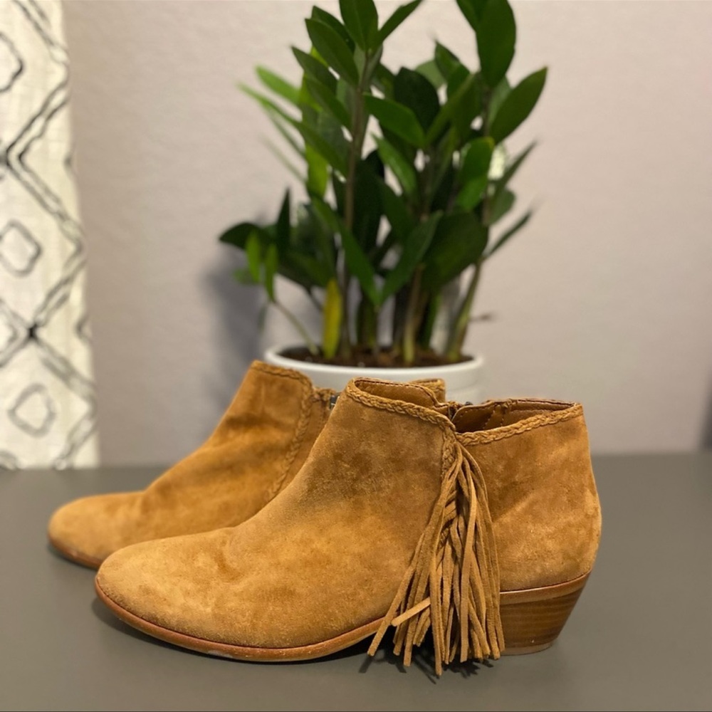 Sam Edelman 'Paige' Fringe Ankle Booties in Cinnamon Size 8.5 Boho Chic Western